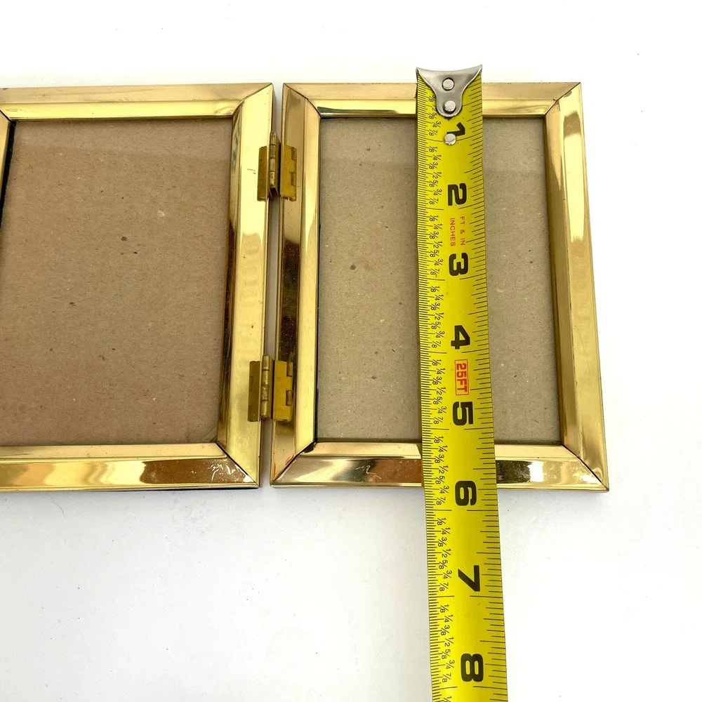 Vintage Brass Gold Picture Frame Set‎ Rope Detail Hinged Double Frames 5x7 8x10